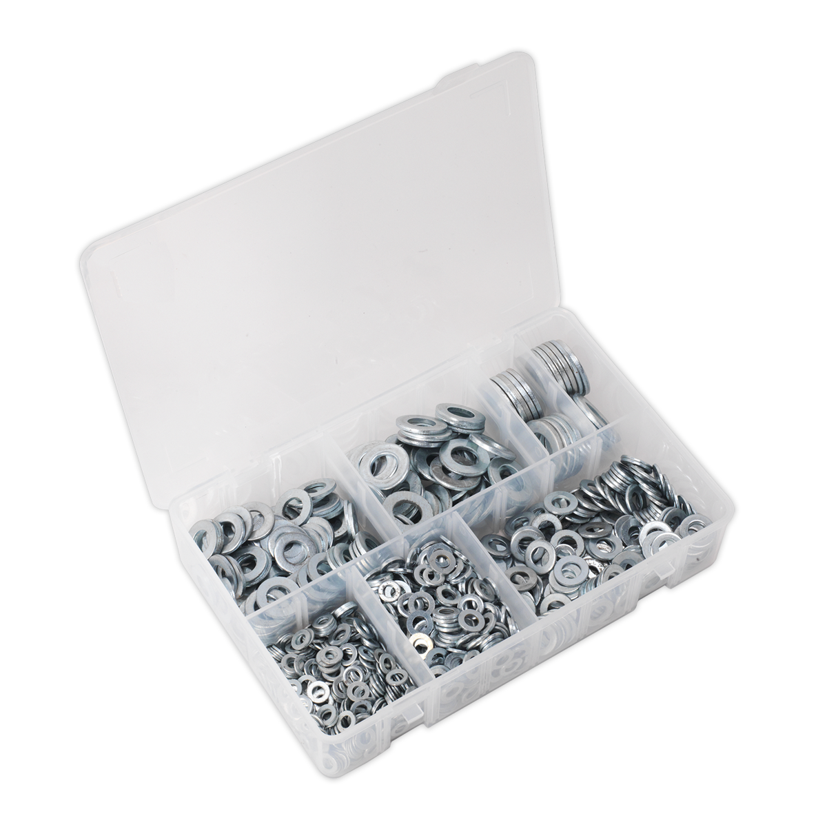 Sealey AB055WA Flat Washer Assortment 1070pc M5-M16 Form A Metric