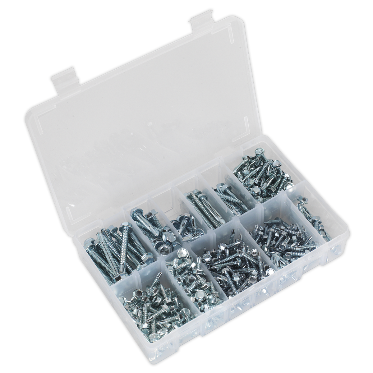 Sealey AB061SDH Self Drilling Screw Assortment 410pc Hex Head Zinc
