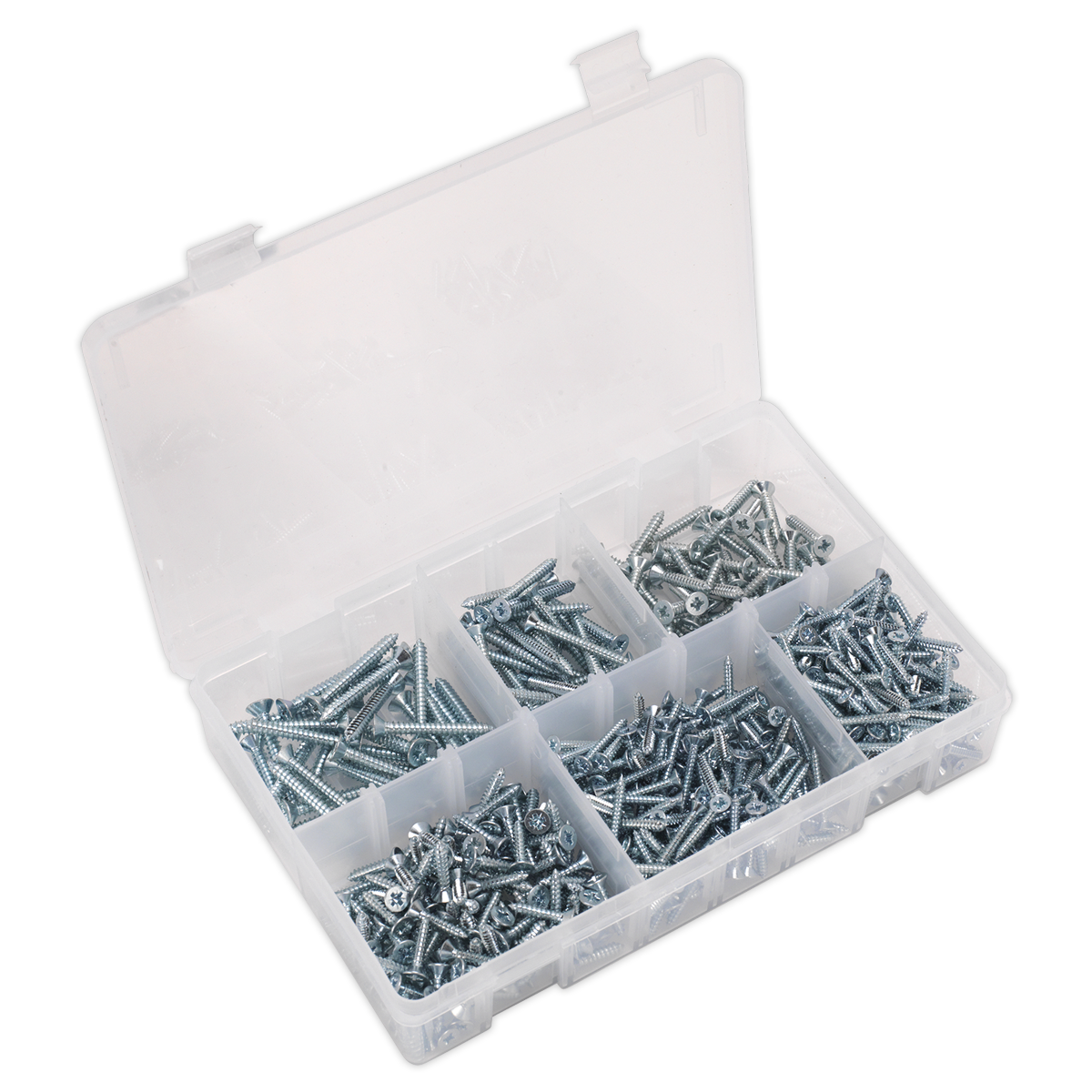 Sealey AB062STCS Self Tapping Screw Assortment DIN 7982 510pc Countersunk Pozi Zinc