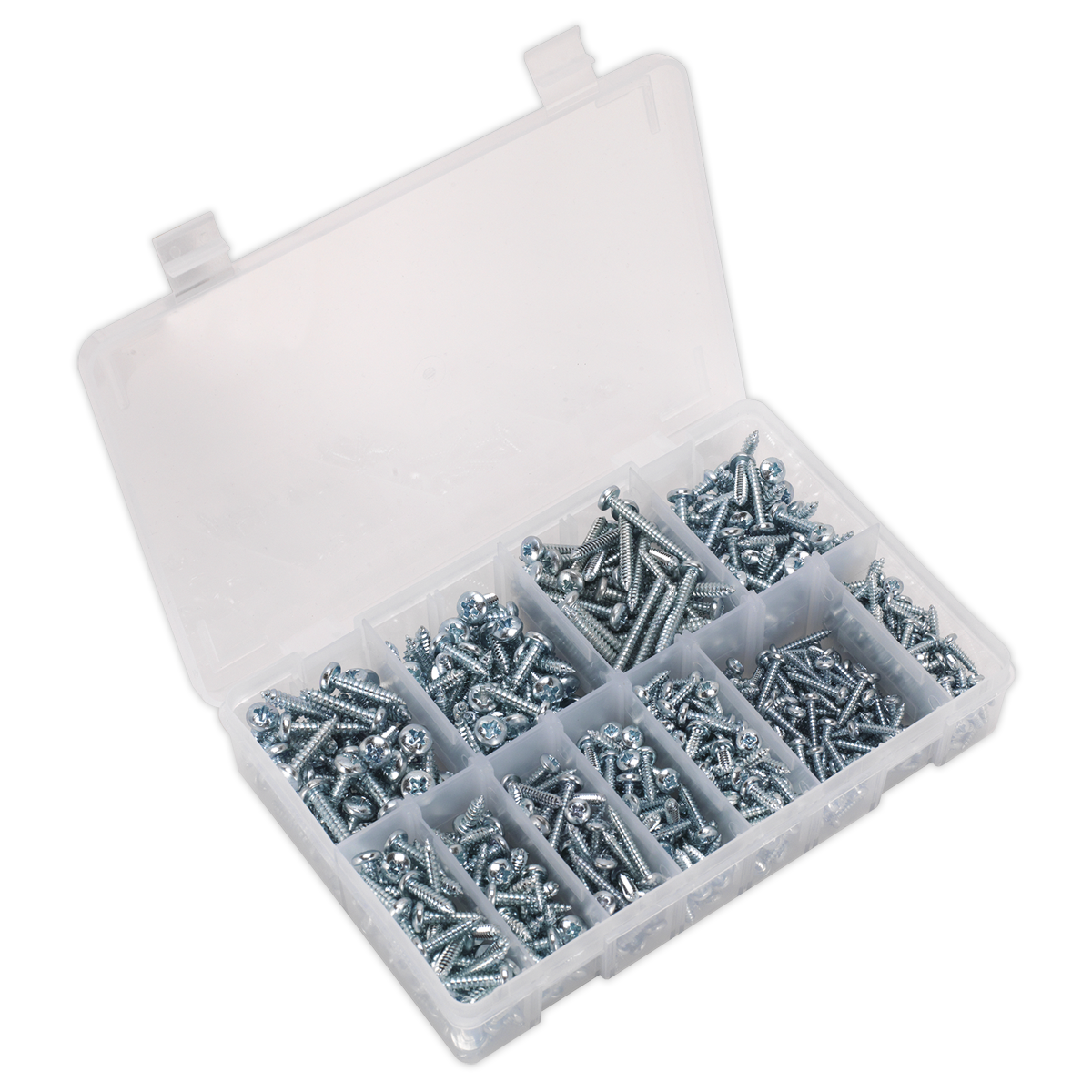 Sealey Self Tapping Screw Assortment DIN 7981CZ 700pc Pan Head Pozi Zinc