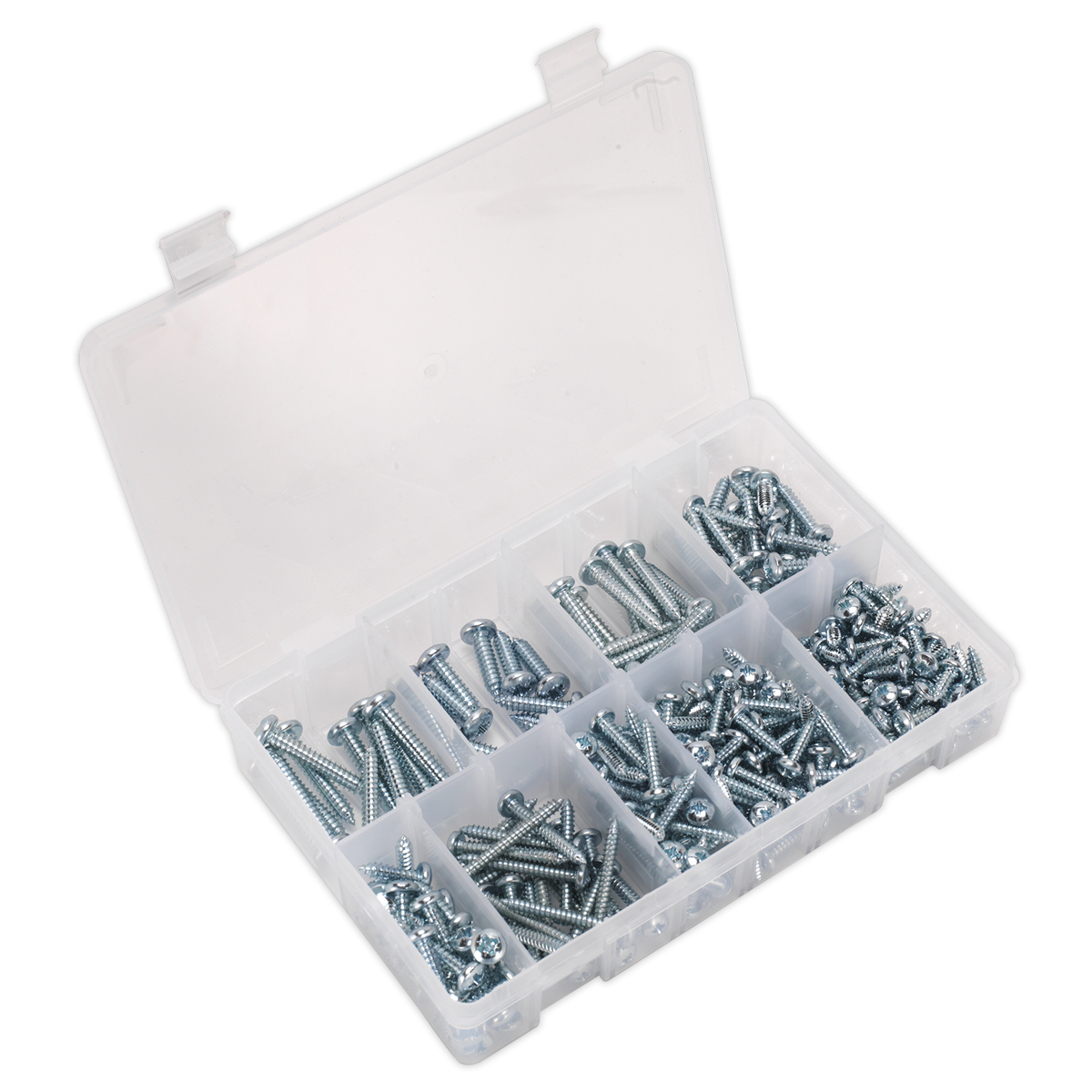 Sealey Self Tapping Screw Assortment DIN 798CZ 305pc Pan Head Pozi Zinc