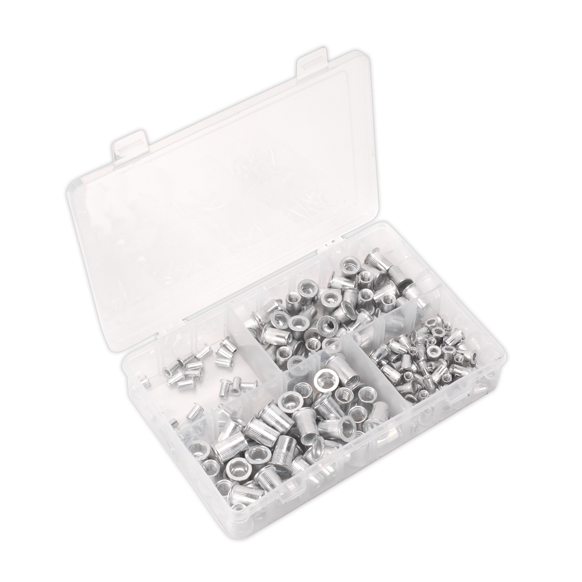 Sealey AB073TI Threaded Insert (Rivet Nut) Assortment 200pc M4-M8 Splined Metric