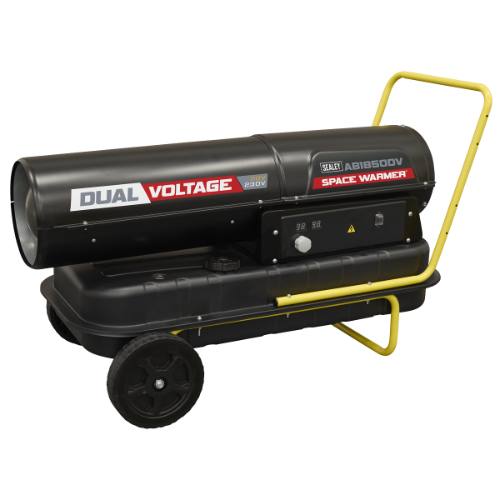 Sealey AB1850DV Dual Voltage Space Warmer Kerosene/Diesel Heater with Wheels 185,000Btu/hr(55kW)