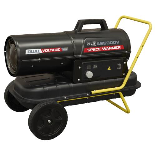 Sealey AB500DV Dual Voltage Kerosene/Diesel Space Warmer Heater with Wheels 50,000Btu/hr