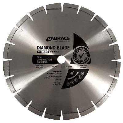 Abracs 457mm x 10mm x 25.4mm XL Dual Construction Materials Floor Saw Blade EXPERT - Pack of 1, ABDI45025AM