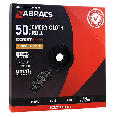 Abracs 25mm x 25M x 280g Emery Roll - Pack of 1, ABER2525280