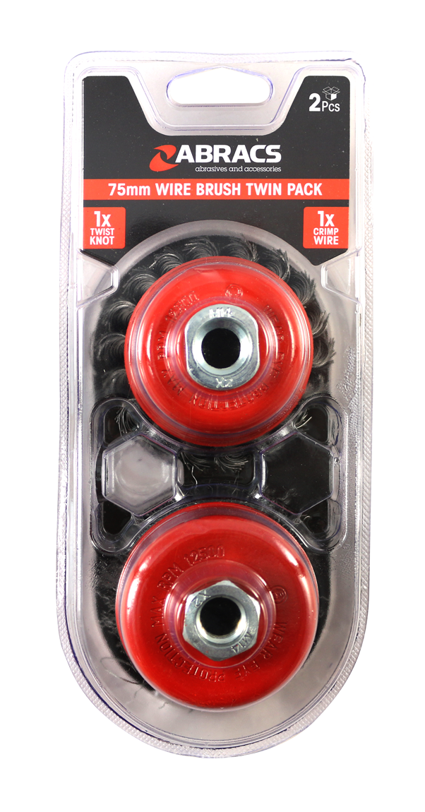 Abracs Cup Brush Twin Pack, 75mm, ABWBCUPTWIN