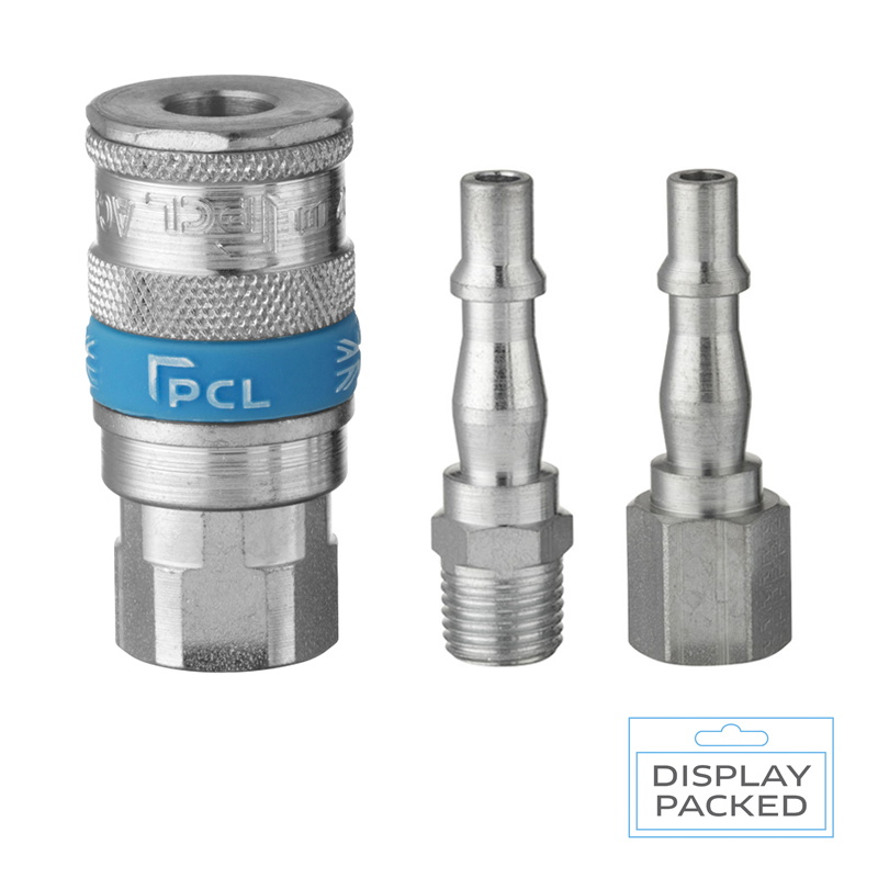 PCL AC91CF05K Vertex Coupling & Adaptor Kit, Coupling Female Thread Rp 1/4 (Display Packed)