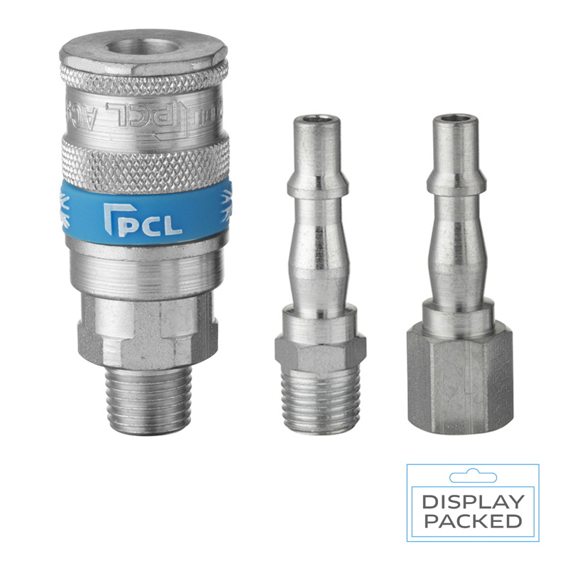 PCL AC91CM05K Vertex Coupling & Adaptor Kit, Coupling Male Thread R 1/4 (Display Packed)