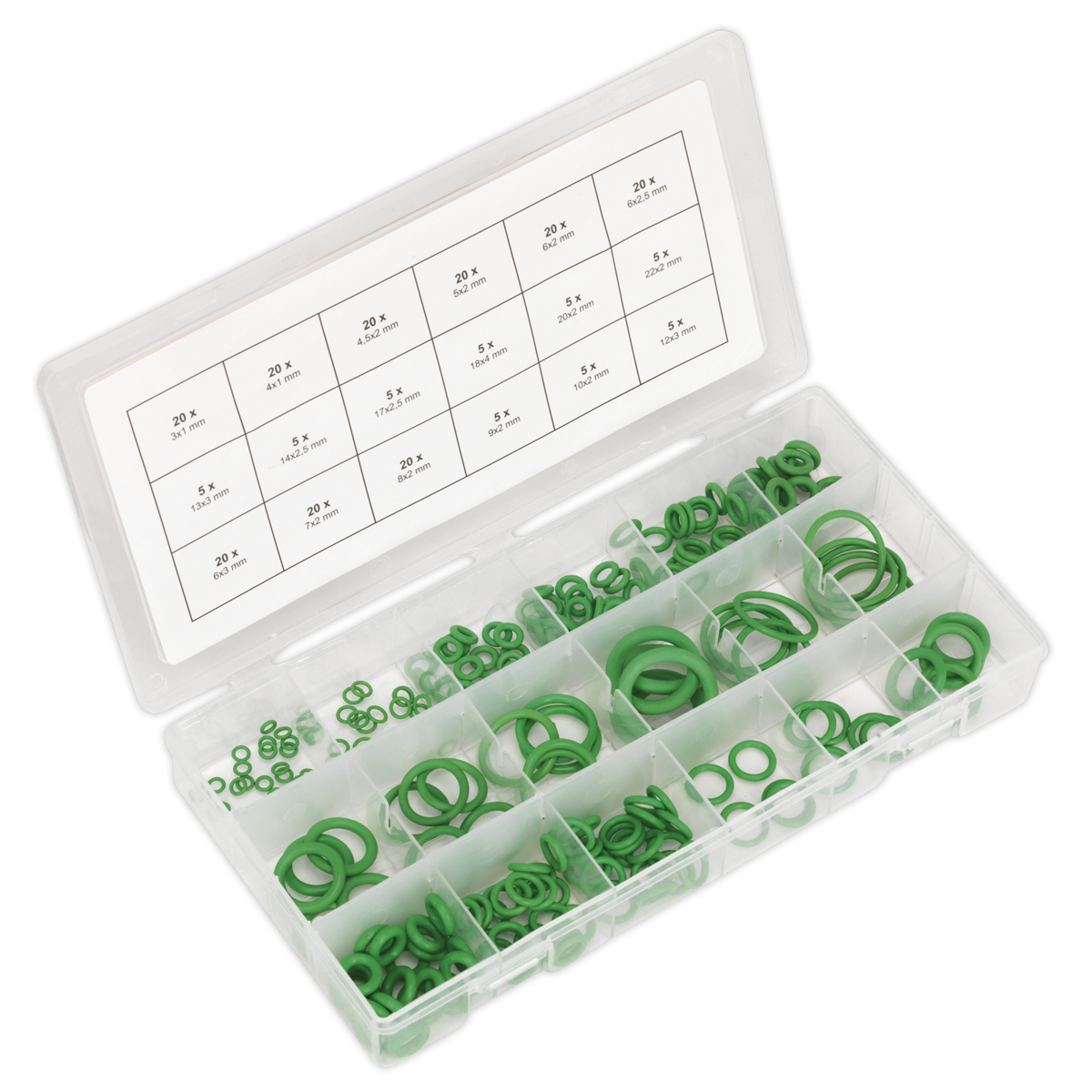 Sealey ACOR225 Air Conditioning Rubber O-Ring Assortment 225pc - Metric