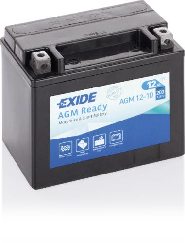 EXIDE - AGM12-10 - Factory Sealed Motorcycle Battery -12V 10Ah