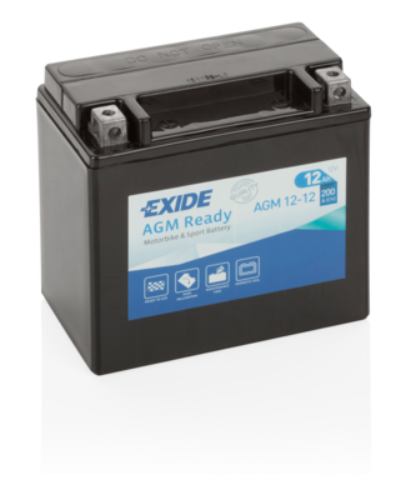 EXIDE - AGM12-12 - Factory Sealed Motorcycle Battery -12V 12Ah