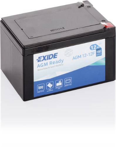 EXIDE - AGM12-12F - Factory Sealed Motorcycle Battery -12V 12Ah