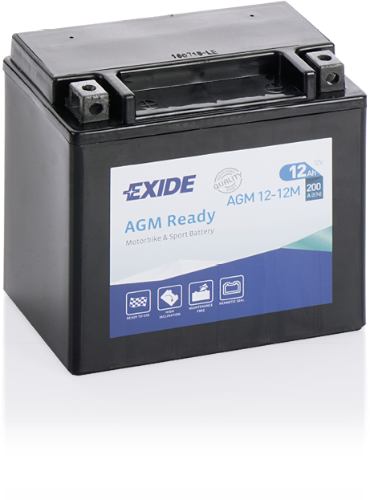 EXIDE - AGM12-12M - Factory Sealed Motorcycle Battery -12V 12Ah