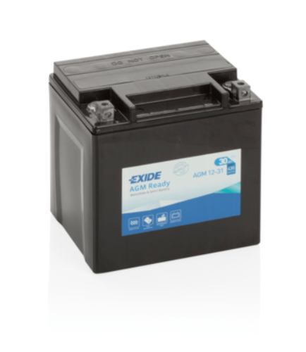 EXIDE - AGM12-31 - Factory Sealed Motorcycle Battery -12V 30Ah