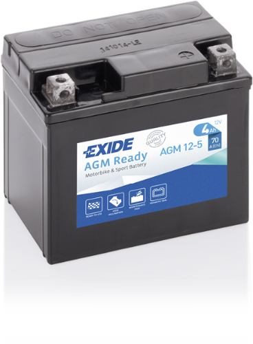 EXIDE - AGM12-5 - Factory Sealed Motorcycle Battery -12V 4Ah