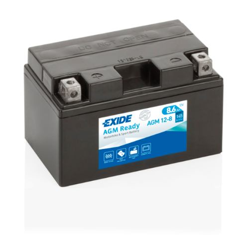 EXIDE - AGM12-8 - Factory Sealed Motorcycle Battery -12V 8.6Ah