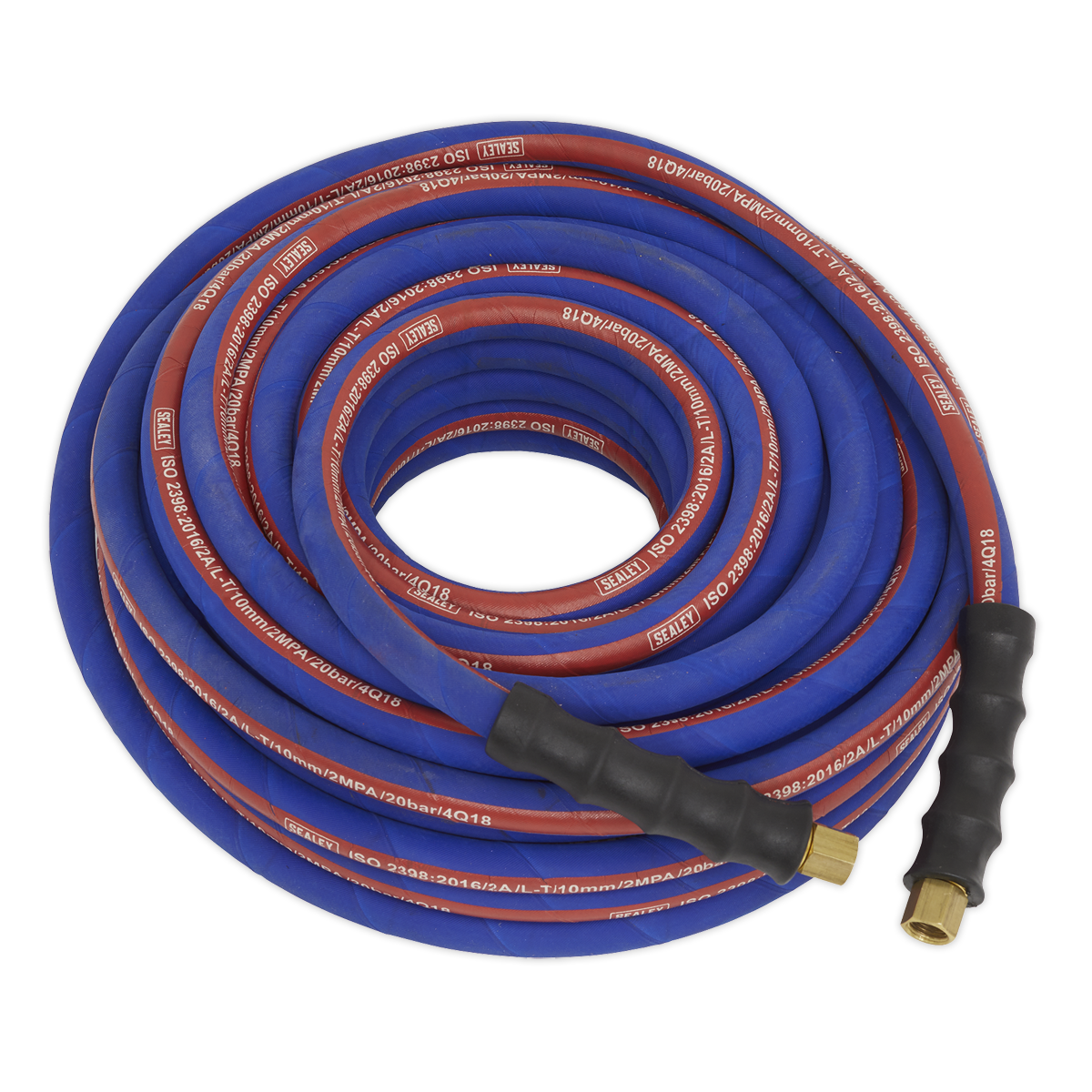 Sealey AH20R/38 Air Hose 20m x 10mm Extra-Heavy-Duty Rubber with 1/4