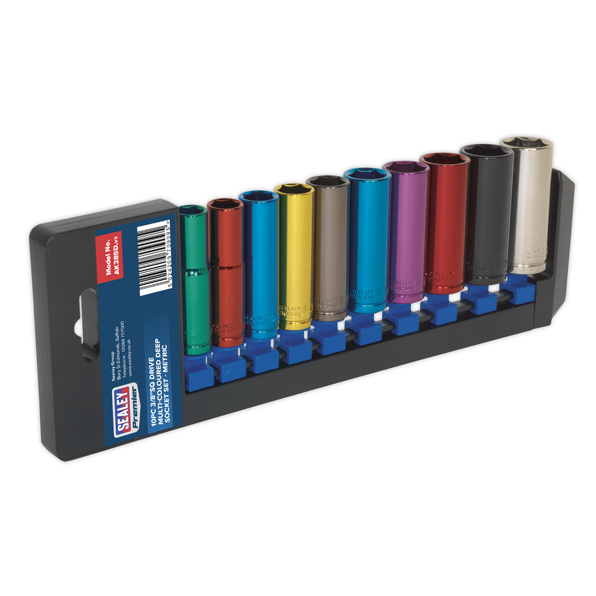 Sealey Multi-Coloured Socket Set 10pc 3/8