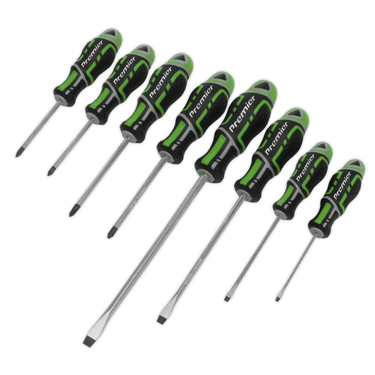 Sealey Screwdriver Set 8pc GripMAX® - Hi-Vis Green