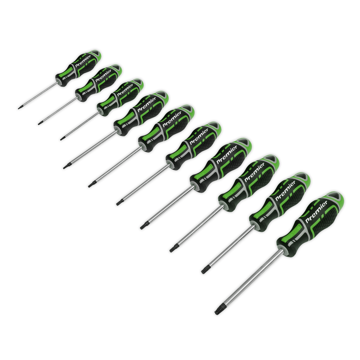 Sealey AK4324HV Screwdriver Set 10pc TRX-Star* GripMAX® - Hi-Vis Green