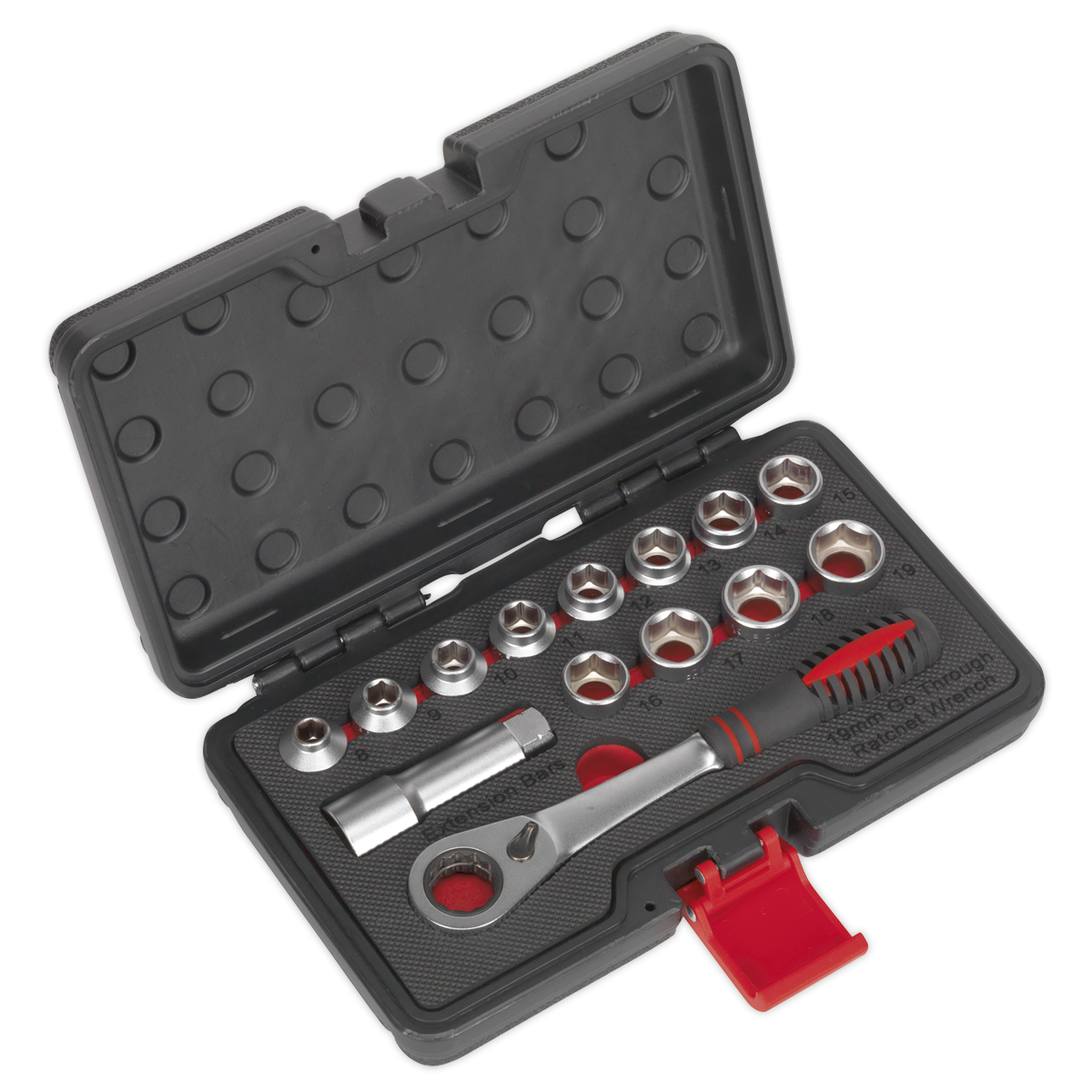 Sealey Socket Set 14pc Go-Through Low Profile WallDrive® Metric