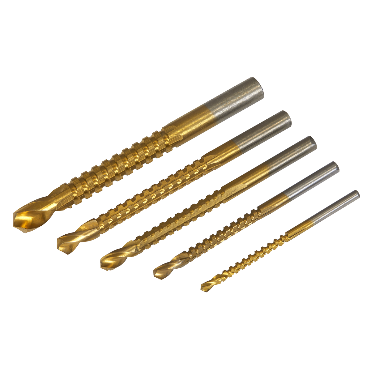 Sealey AK9189 Drill Saw Bit Set 5pc 3-8mm Tin Coated HSS