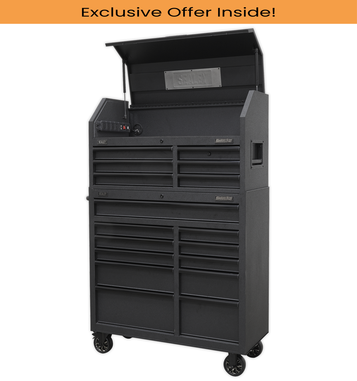 Sealey AP41BESTACK Tool Chest 17 Drawer Combination Soft Close Drawers with Power Bar