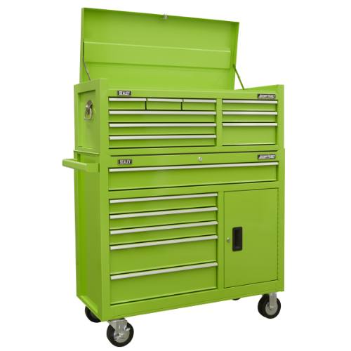 Sealey AP41STACKHV American PRO Topchest & Rollcab Combination 15 Drawer - Green