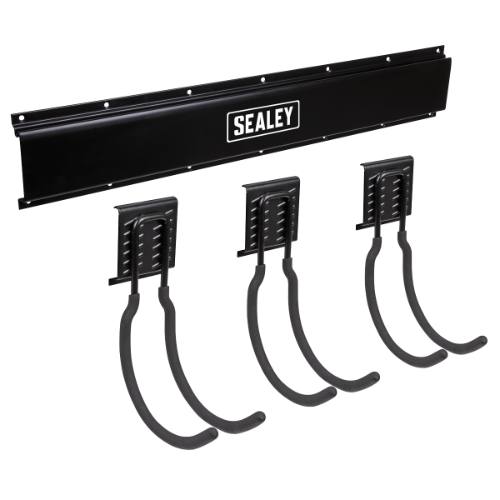 Sealey APHKIT8 Wall Mounting Storage Rail with 3 Large Hooks