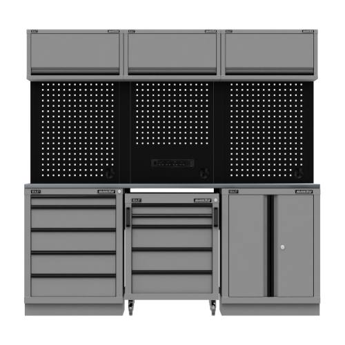 Sealey APMSBESTACK03SS Superline PRO Black Edition Storage System with Stainless Worktop 2.04m