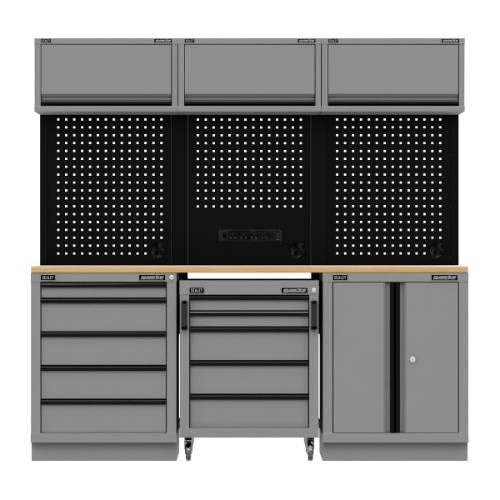 Sealey APMSBESTACK03W Superline PRO Black Edition Storage System with Rubber Wood Worktop 2.04m