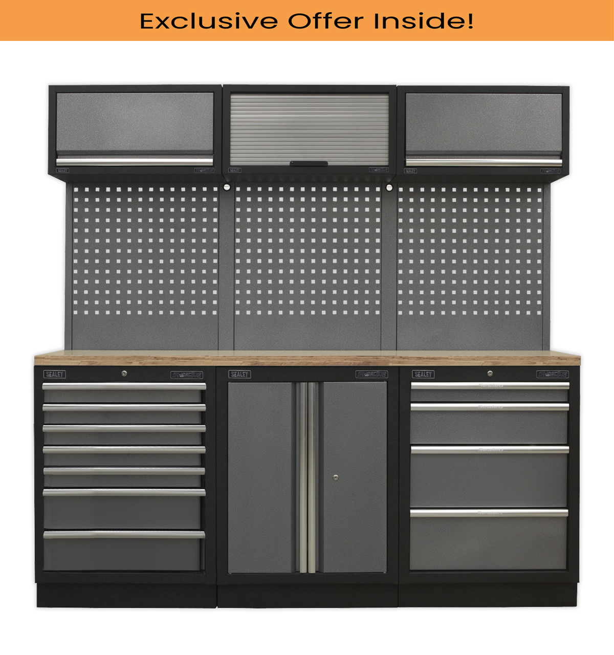 Sealey APMSSTACK07W Superline Pro 2.0m Storage System - Wood Worktop