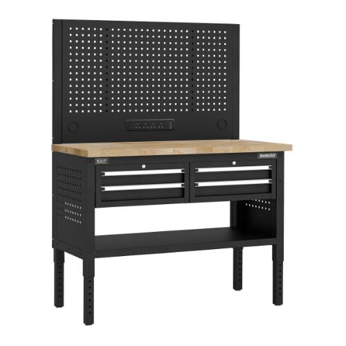 Sealey APMWB50COMBO2W Superline PRO Modular Workbench with 4 Drawers Wooden Worktop 1265mm