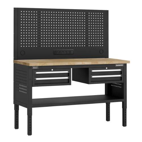 Sealey APMWB60COMBO3W Superline PRO Modular Workbench with 4 Drawers Wooden Worktop 1525mm
