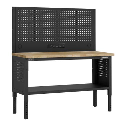 Sealey APMWB60COMBOW Superline PRO Modular Workbench with Pegboard Back Panel Wooden Worktop 1525mm