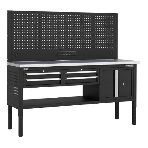 Sealey APMWB72COMBO1SS Superline PRO Modular Workbench with 4 Drawers & Cupboard Stainless Steel Worktop 1830mm