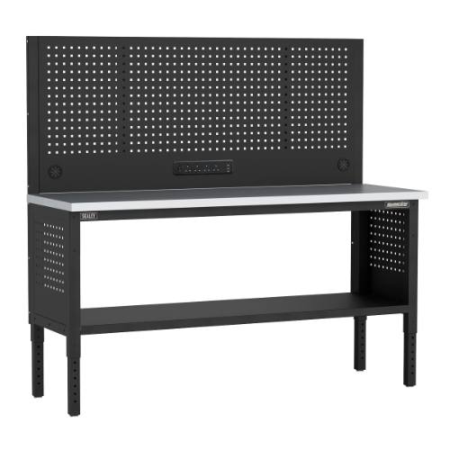 Sealey APMWB72COMBOSS Superline PRO Modular Workbench with Pegboard Back Panel Stainless Steel Worktop 1830mm