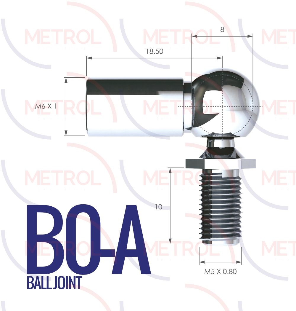 B0 Ball Joint End Fittings with 6mm Thread