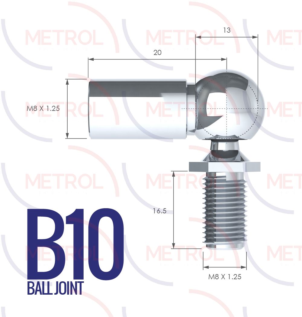 B10 Ball Joint End Fittings with 8mm Thread