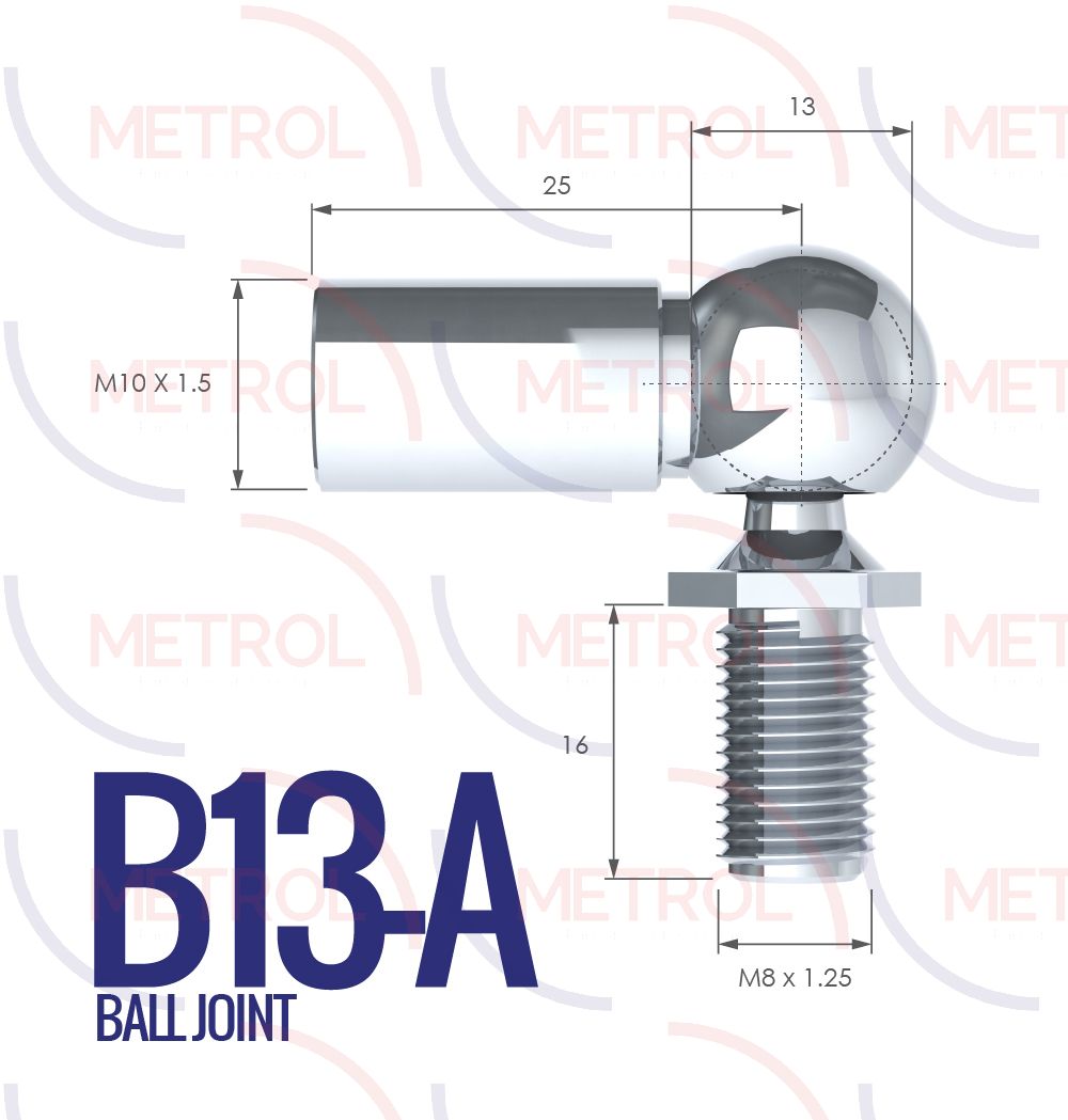 B13-A Ball Joint End Fittings with 10mm Thread