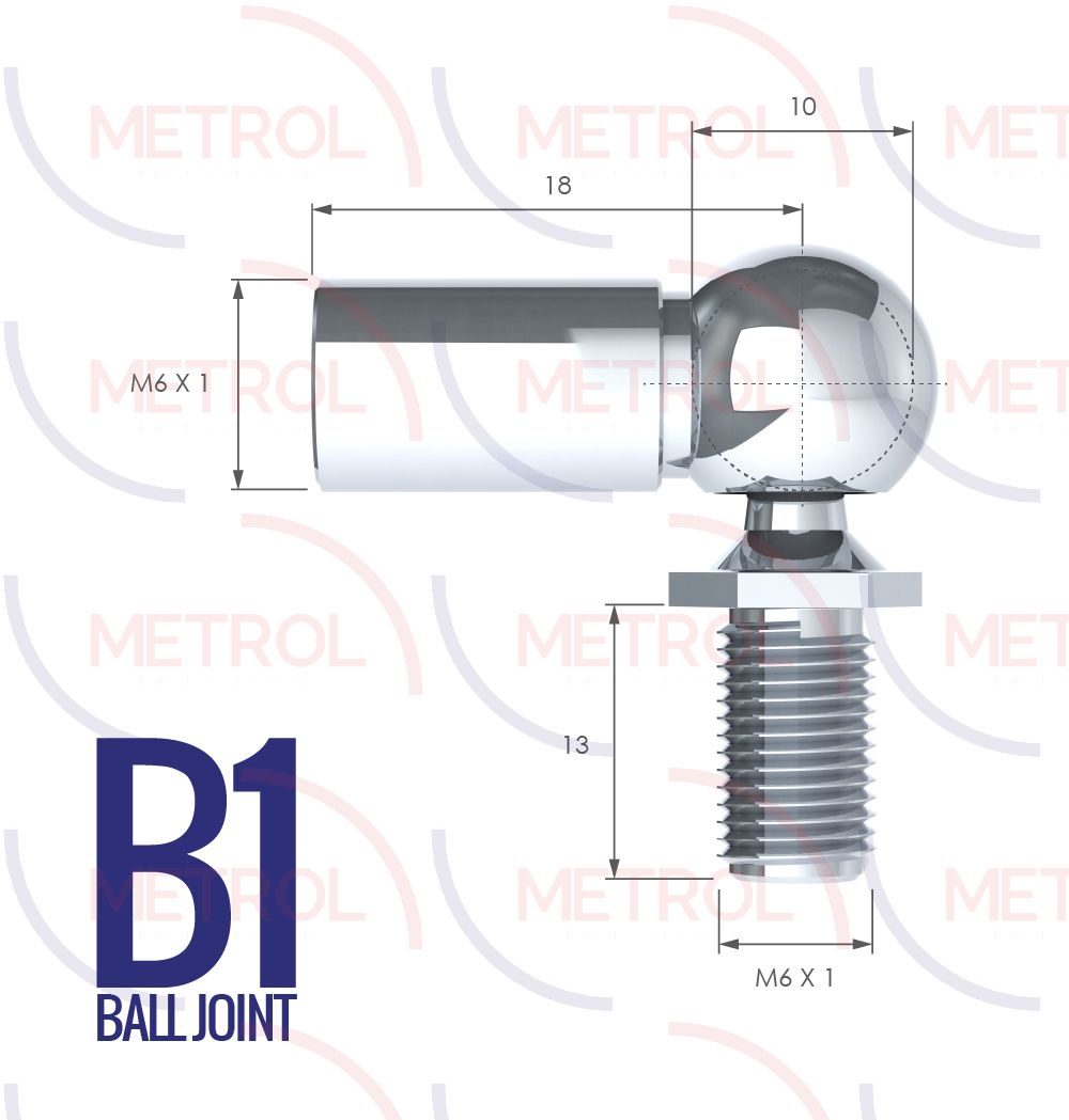 B4 Ball Joint End Fittings with 6mm Thread