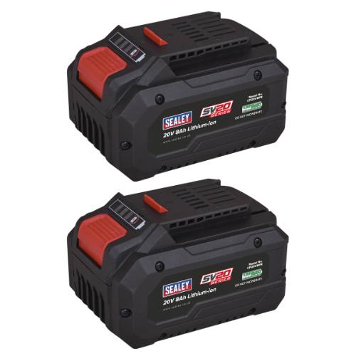 Sealey BK08 SV20 Series Power Tool Battery 20V 8Ah - Pack of 2