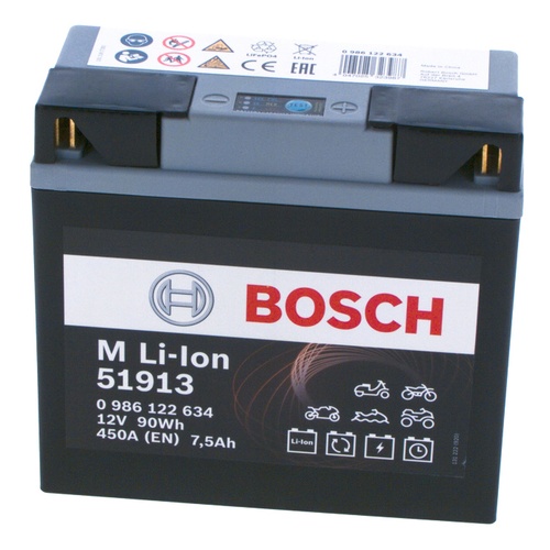 BL51913 Li-Ion Motorcycle Battery 12V 7.5Ah - 0986122634, 1 Year Warranty