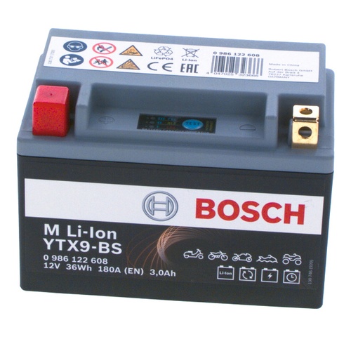 BLTX9-BS Li-Ion Motorcycle Battery 12V 3Ah - 0986122608, 1 Year Warranty