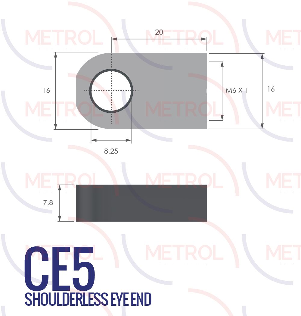 CE5 Shoulderless Eye End Fittings with 6mm Thread