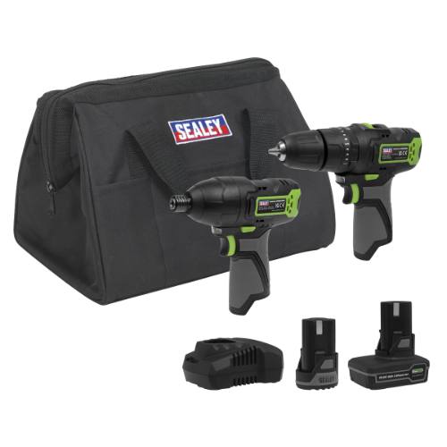 Sealey CP108VCOMBO3EU 2 x SV10.8 Series Power Tool Kit 10.8V - 2 Batteries & Euro Plug