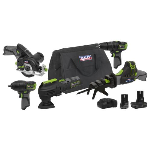 Sealey CP108VCOMBO8EU 5 x SV10.8 Series Cordless Power Kit 10.8V - 2 Batteries & Euro Plug