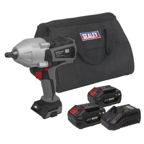 Sealey CP20VXIWKIT1 Premier SV20 Series Brushless Cordless Impact Wrench Kit 20V 4Ah - 2 Batteries