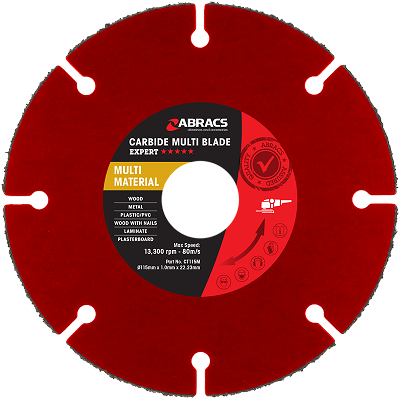 Abracs 115mm x 22mm Carbide Tipped Multi-Material Blade - Pack of 1, CT115M
